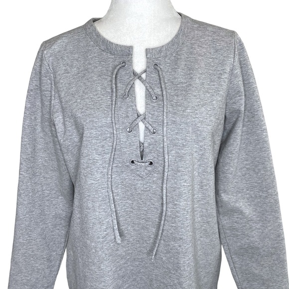 J. Crew Mercantile Heather Gray Lace Up Tunic Sweatshirt Mini Dress Women's - Picture 5 of 11